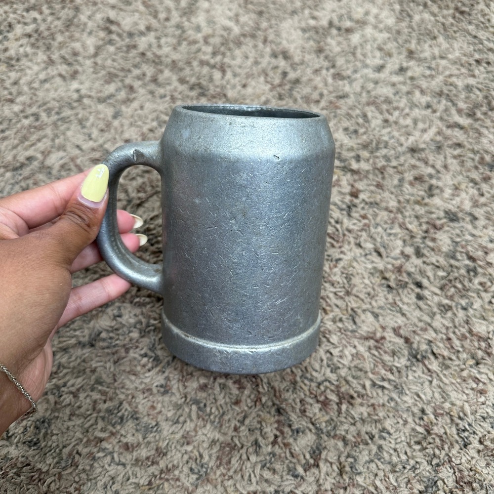 Vintage Baekgaard Ltd Pewter Beer Stein Tankard Metal Mug Rustic Barware Silver